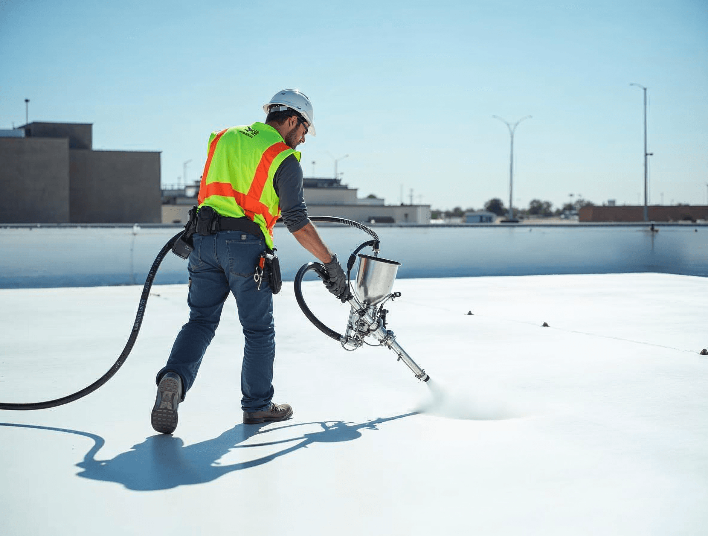 Elastomeric roof coating application, Centerville Iowa