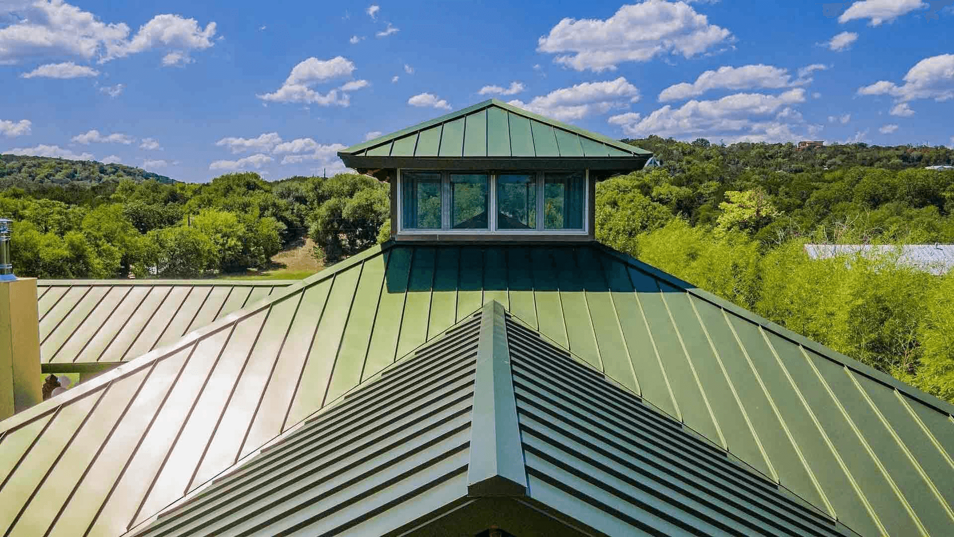 Standing seam metal roof close-up, Albia Iowa